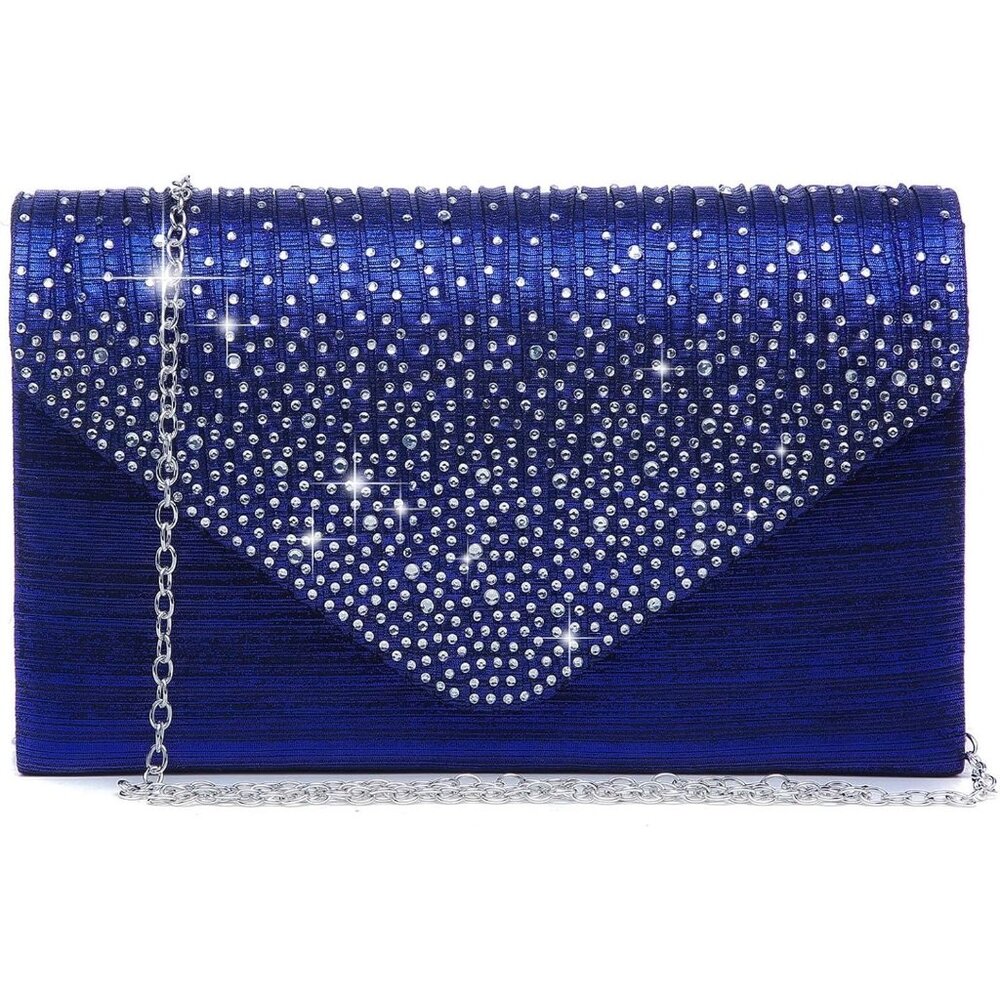 ⚡Women's Magnetic Closure Chain Strap Crossbody Envelope‎ Blue Clutch Handbag